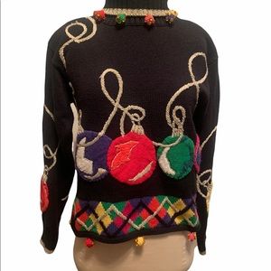 Vintage 90’s “ugly” Christmas sweater highly decorated Size medium